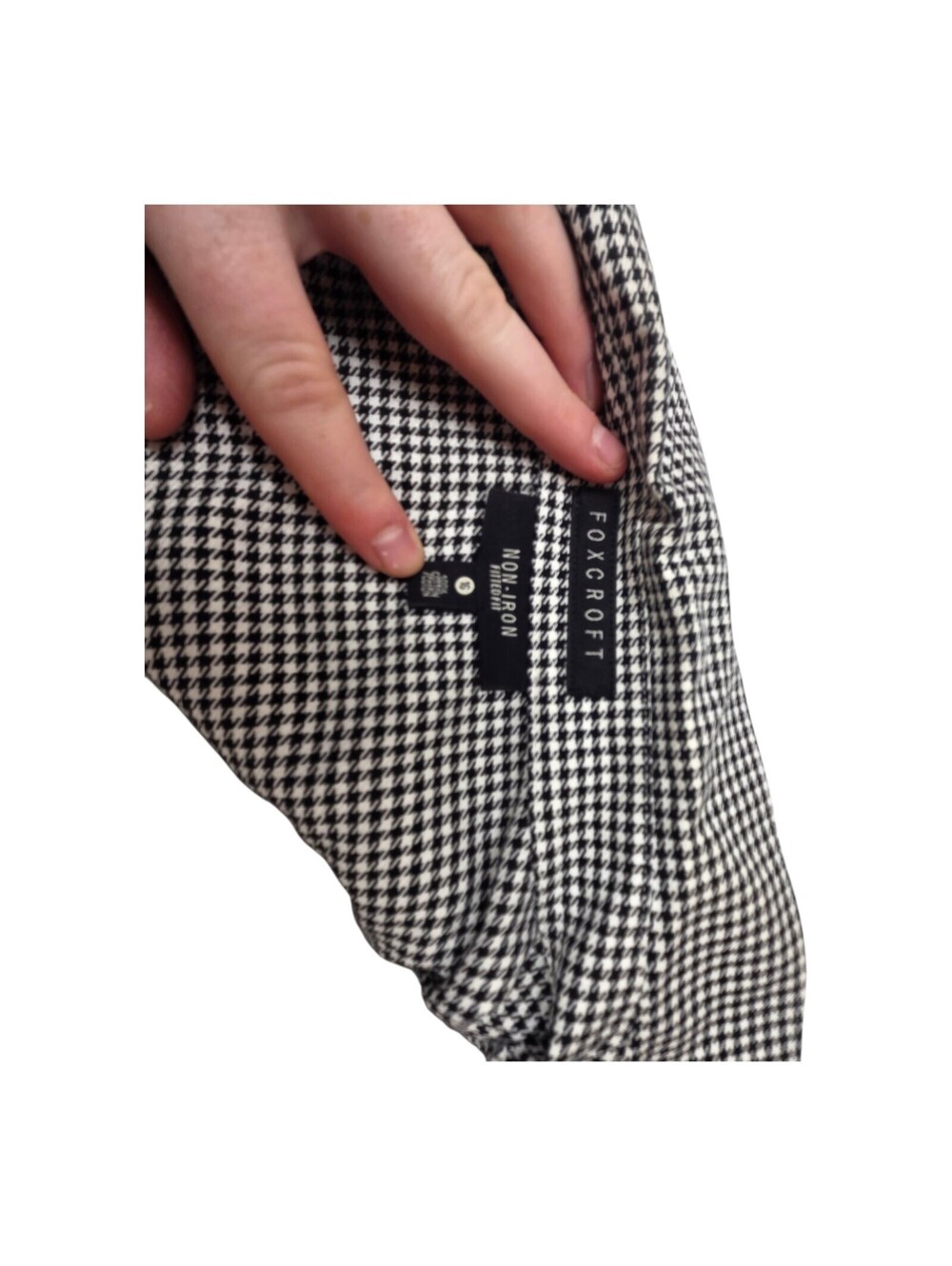 Womens black and white houndstooth button-up shirt